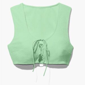 70s Terry Crop Top with Lace Tie Front by Savage x Fenty